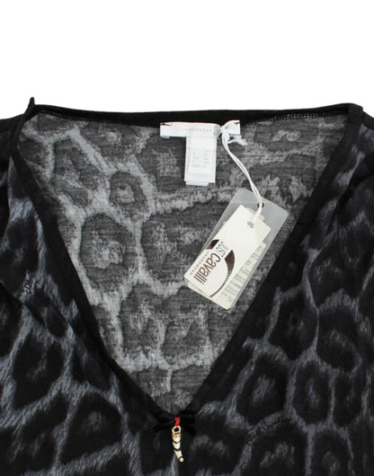 Cavalli Sultry Leopard V-Neck Modal Top - IT46|XL