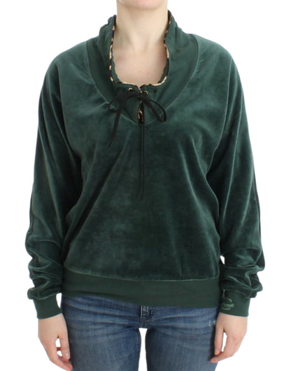 Cavalli Elegant Green Mock Sweater with Rhinestone Detail - IT42|M