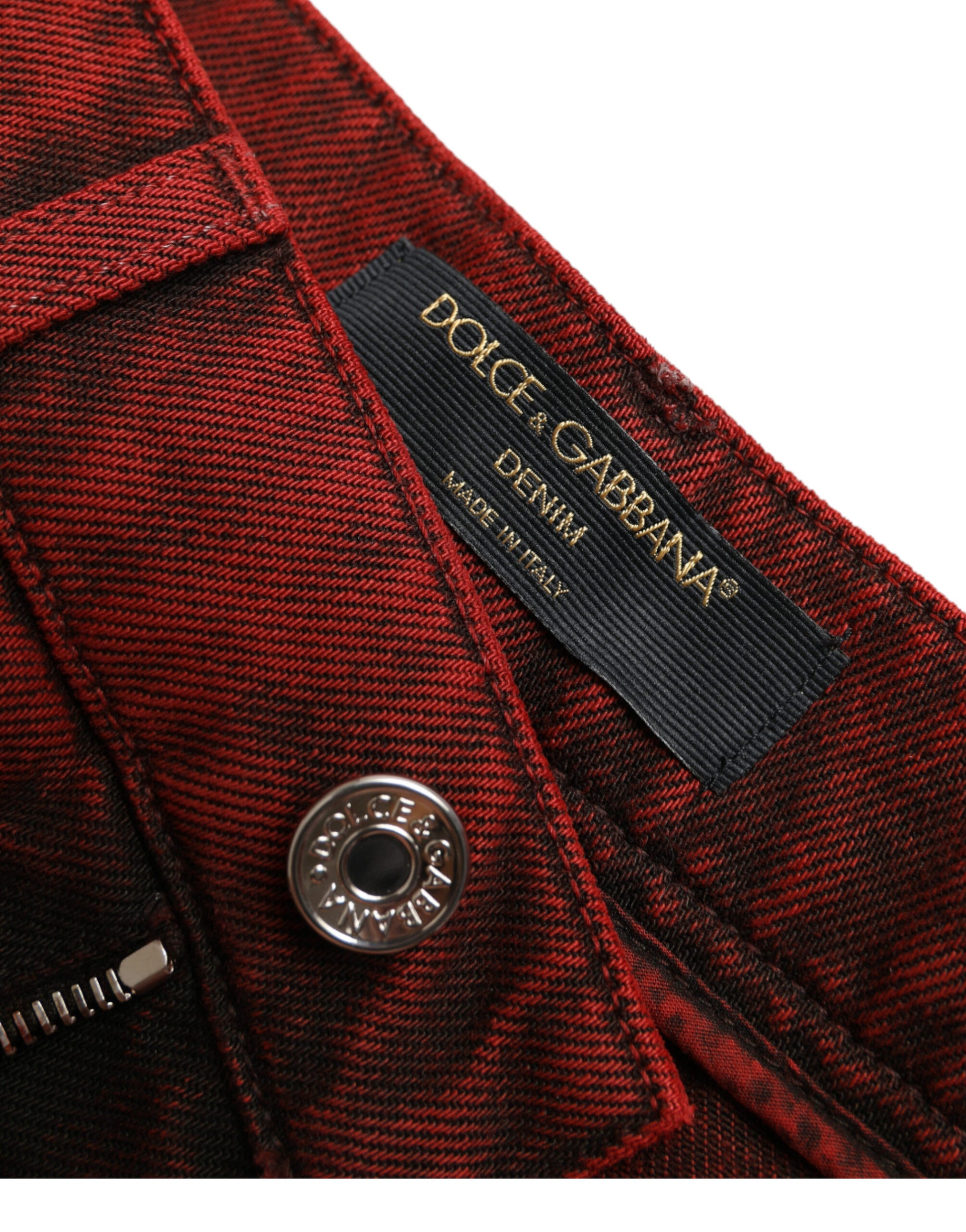 Dolce & Gabbana High Waist Red Denim Hot Pants Shorts - IT40|S