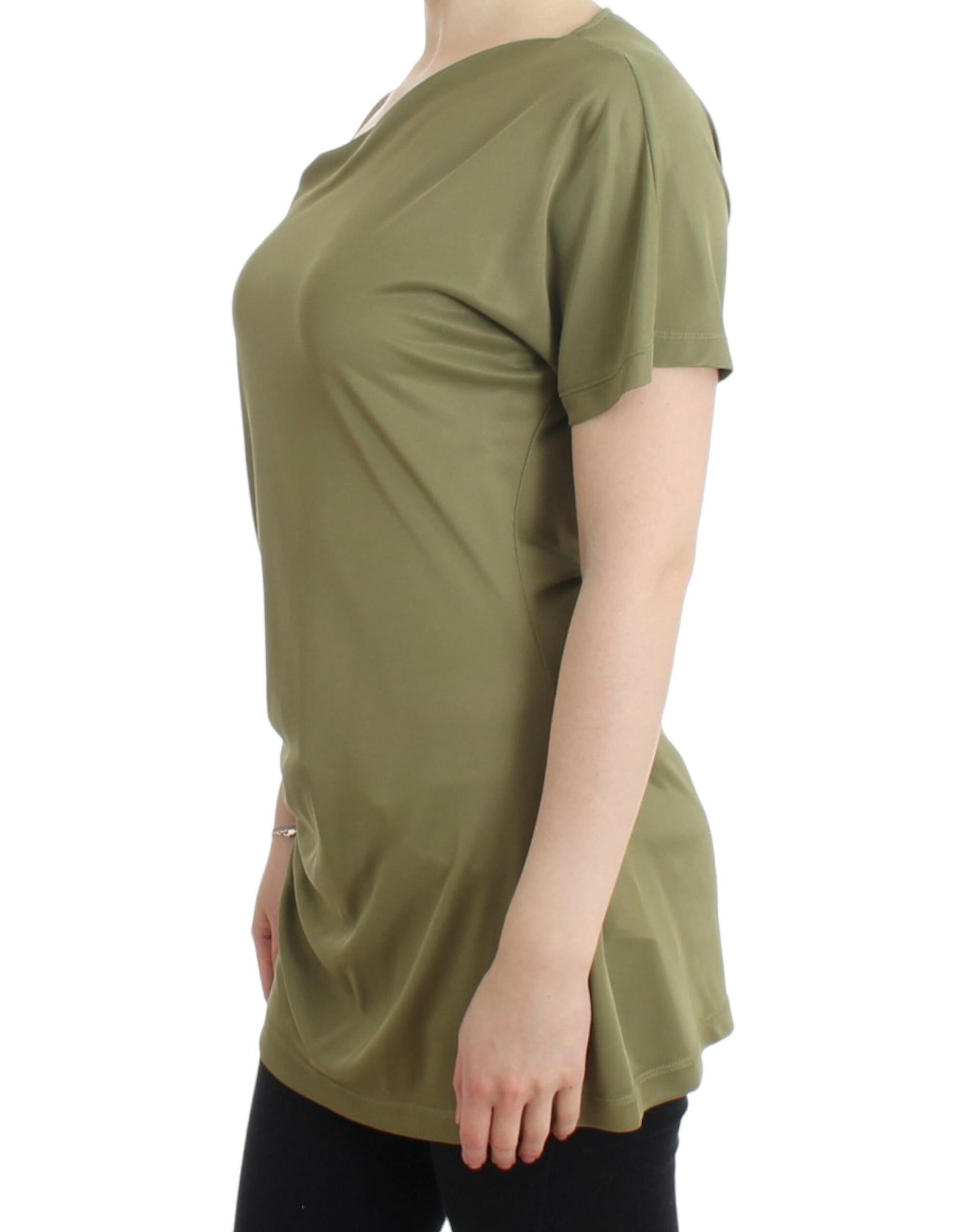 Cavalli Elegant Green Jersey Blouse with Gold Accents - IT38|XS