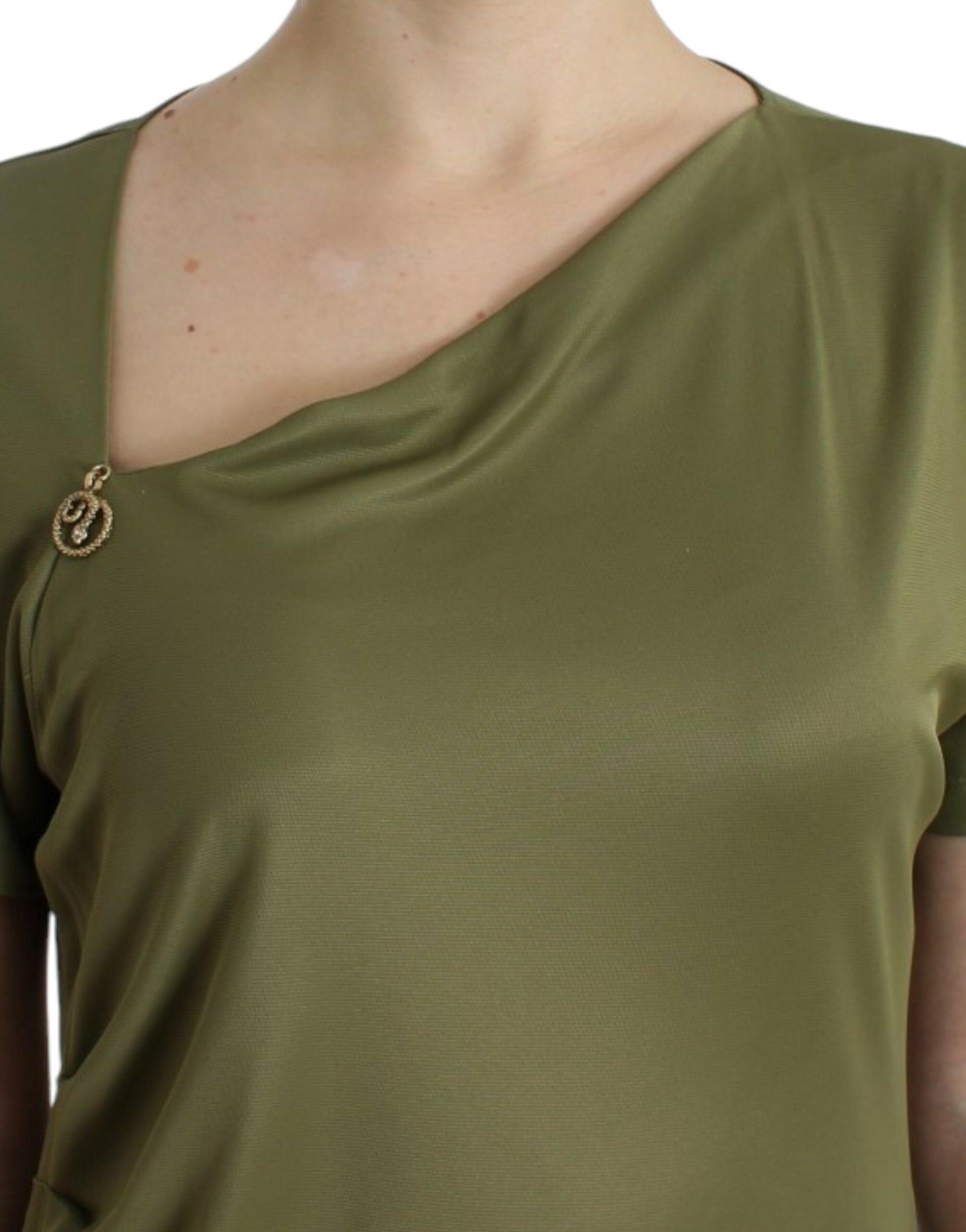 Cavalli Elegant Green Jersey Blouse with Gold Accents - IT38|XS