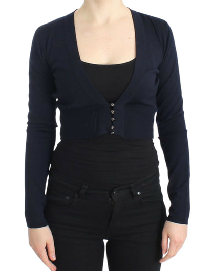 Cavalli Elegant Cropped Virgin Wool Cardigan - IT46|XL