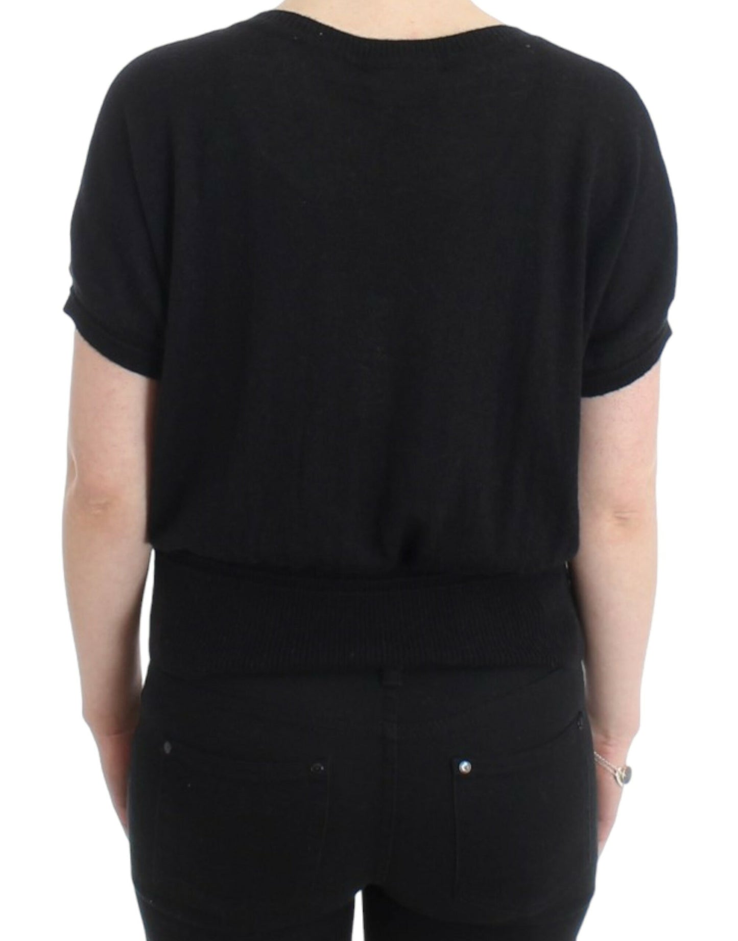 Cavalli Elegant Short Sleeved Black Jumper