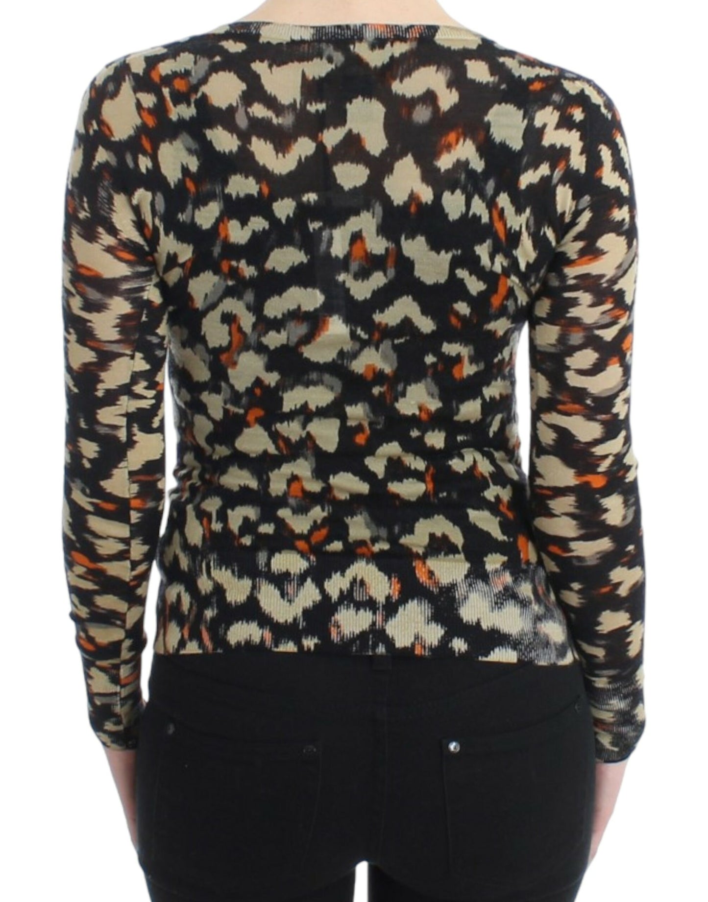 Cavalli Elegant Multicolor V-Neck Wool Jumper - IT40|S