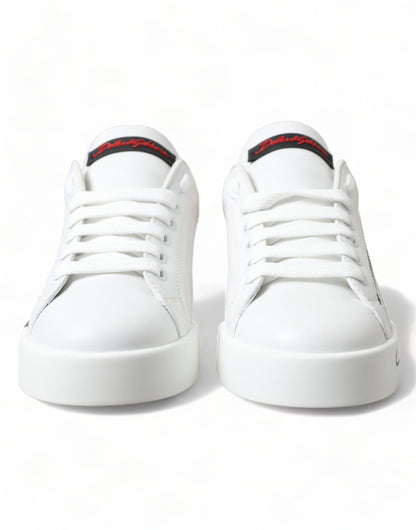 Dolce & Gabbana Elegant White Leather Portofino Sneakers - EU36/US5.5