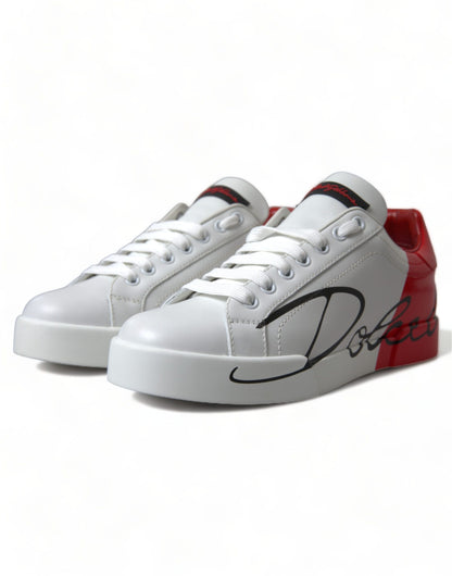 Dolce & Gabbana Elegant White Leather Portofino Sneakers - EU36/US5.5