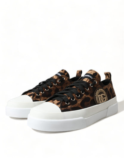 Dolce & Gabbana Elegant Leopard Print Casual Sneakers - EU44.5/US11.5