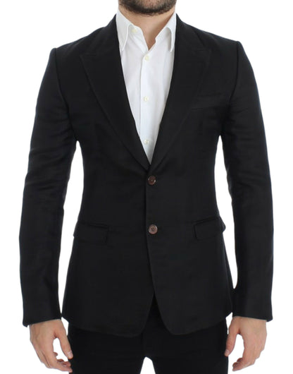 Dolce & Gabbana Elegant Black Silk Blend Two-Button Blazer - IT48 | M