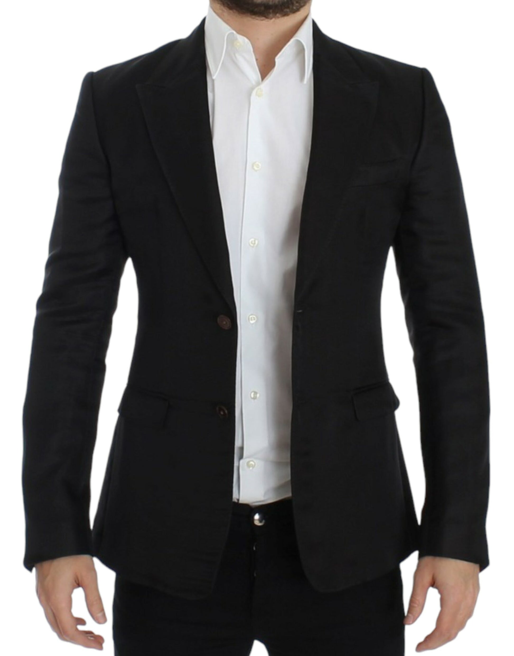 Dolce & Gabbana Elegant Black Silk Blend Two-Button Blazer - IT48 | M