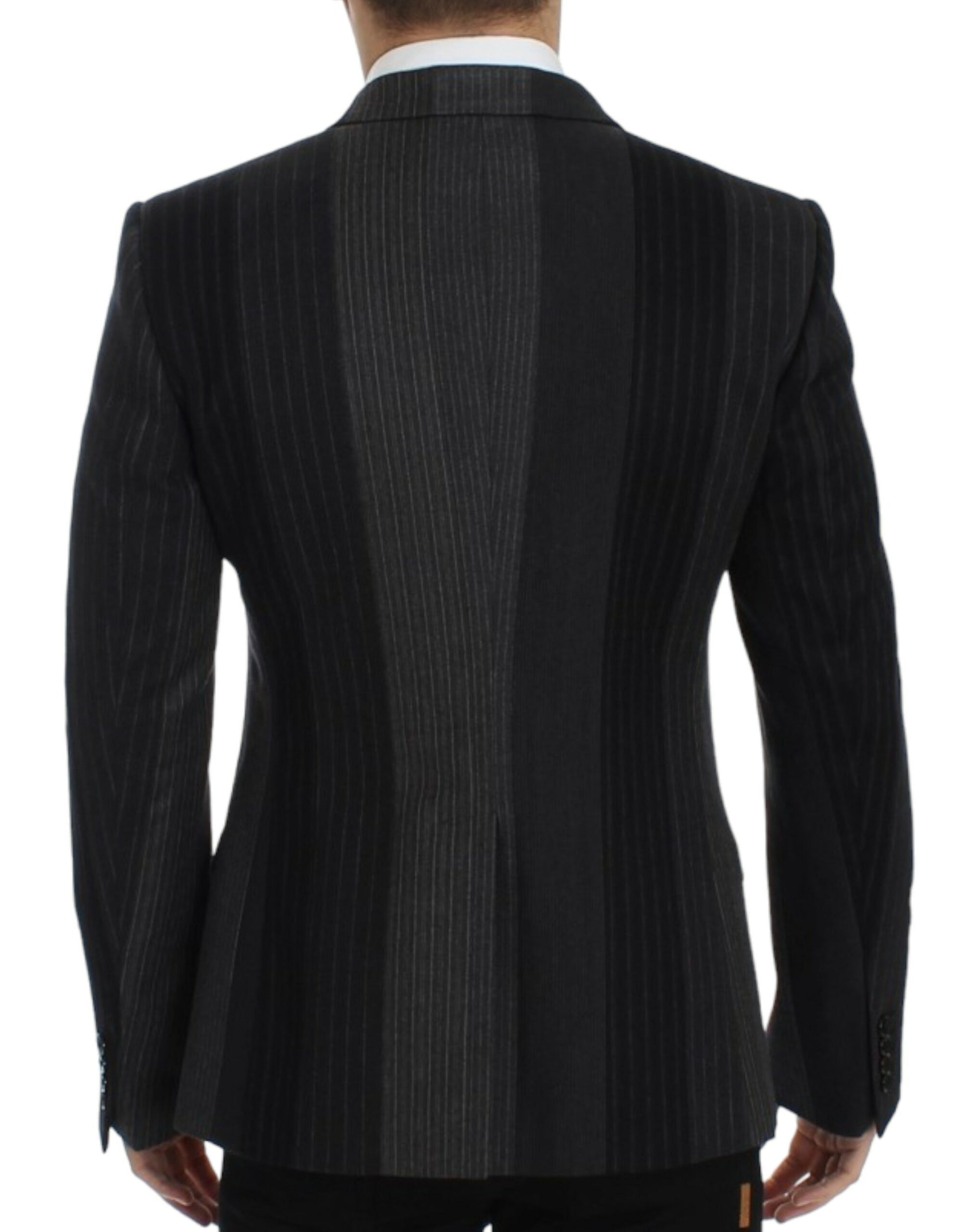 Dolce & Gabbana Elegant Gray Striped Wool Slim Blazer - IT48 | M