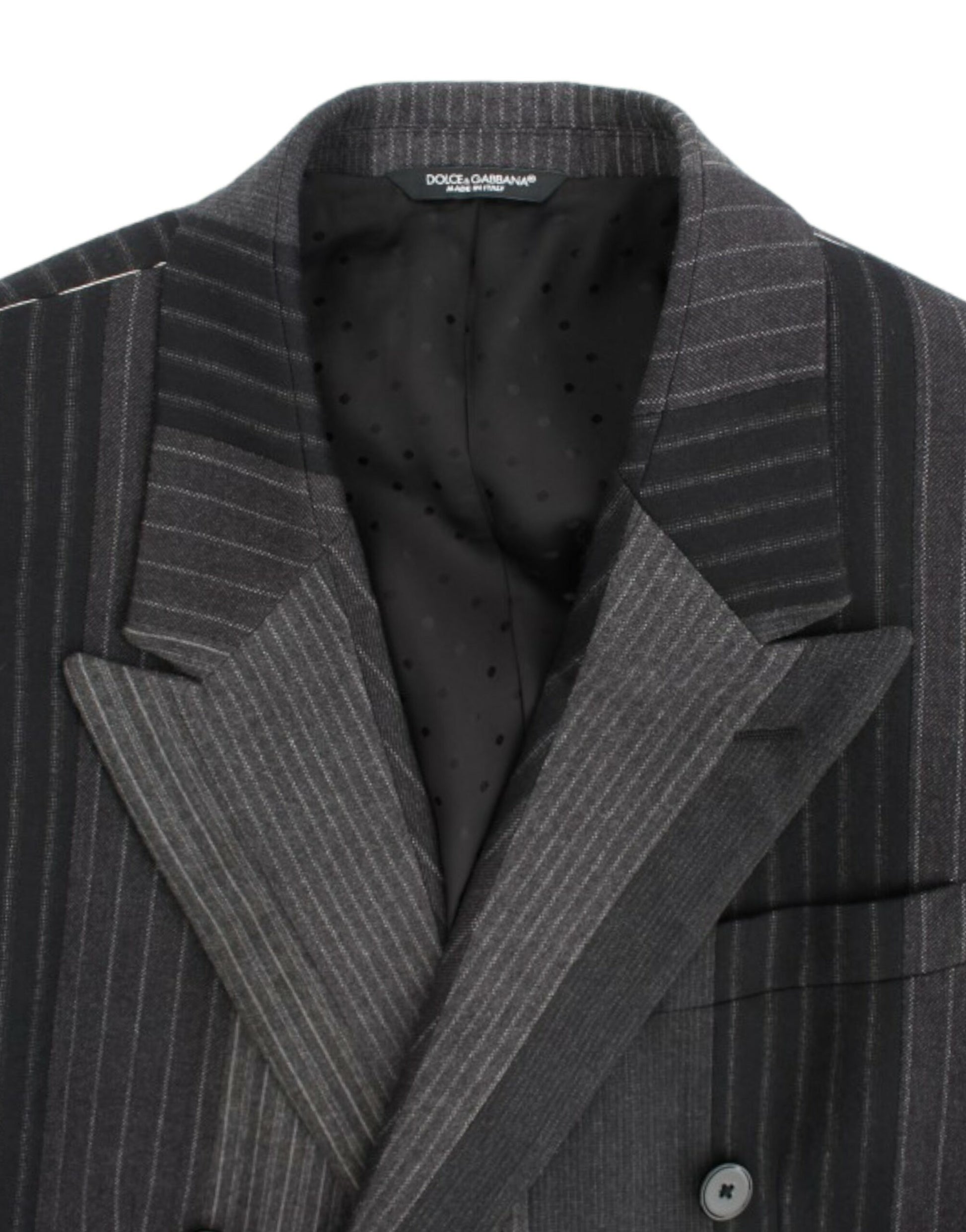 Dolce & Gabbana Elegant Gray Striped Wool Slim Blazer - IT48 | M