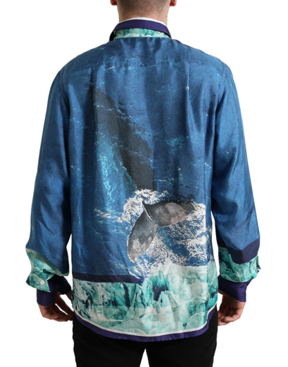 Dolce & Gabbana Elegant Ocean Print Silk Shirt - IT42 | XL