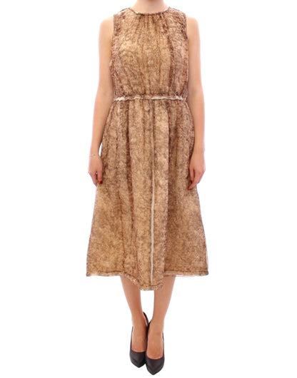 Dolce & Gabbana Elegant Silk Sleeveless Knee-Length Dress - IT40|S