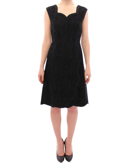 Dolce & Gabbana Elegant Black Floral Lace Dress - IT40|S