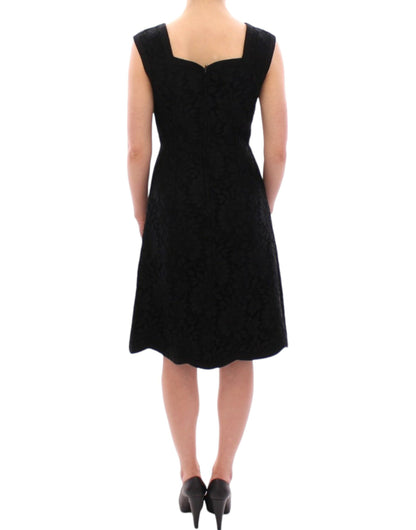 Dolce & Gabbana Elegant Black Floral Lace Dress - IT40|S