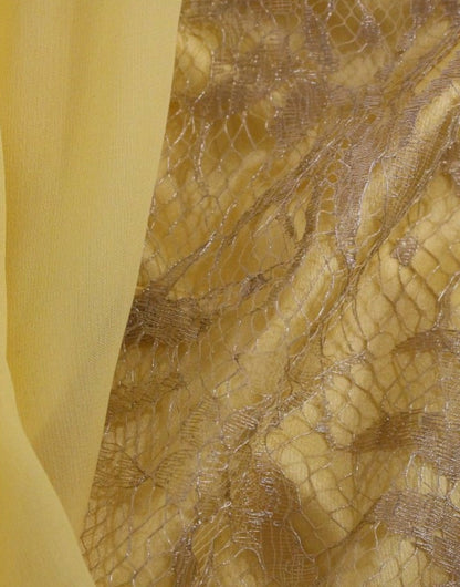 Dolce & Gabbana Yellow Lace Crystal Embellished Mini Dress