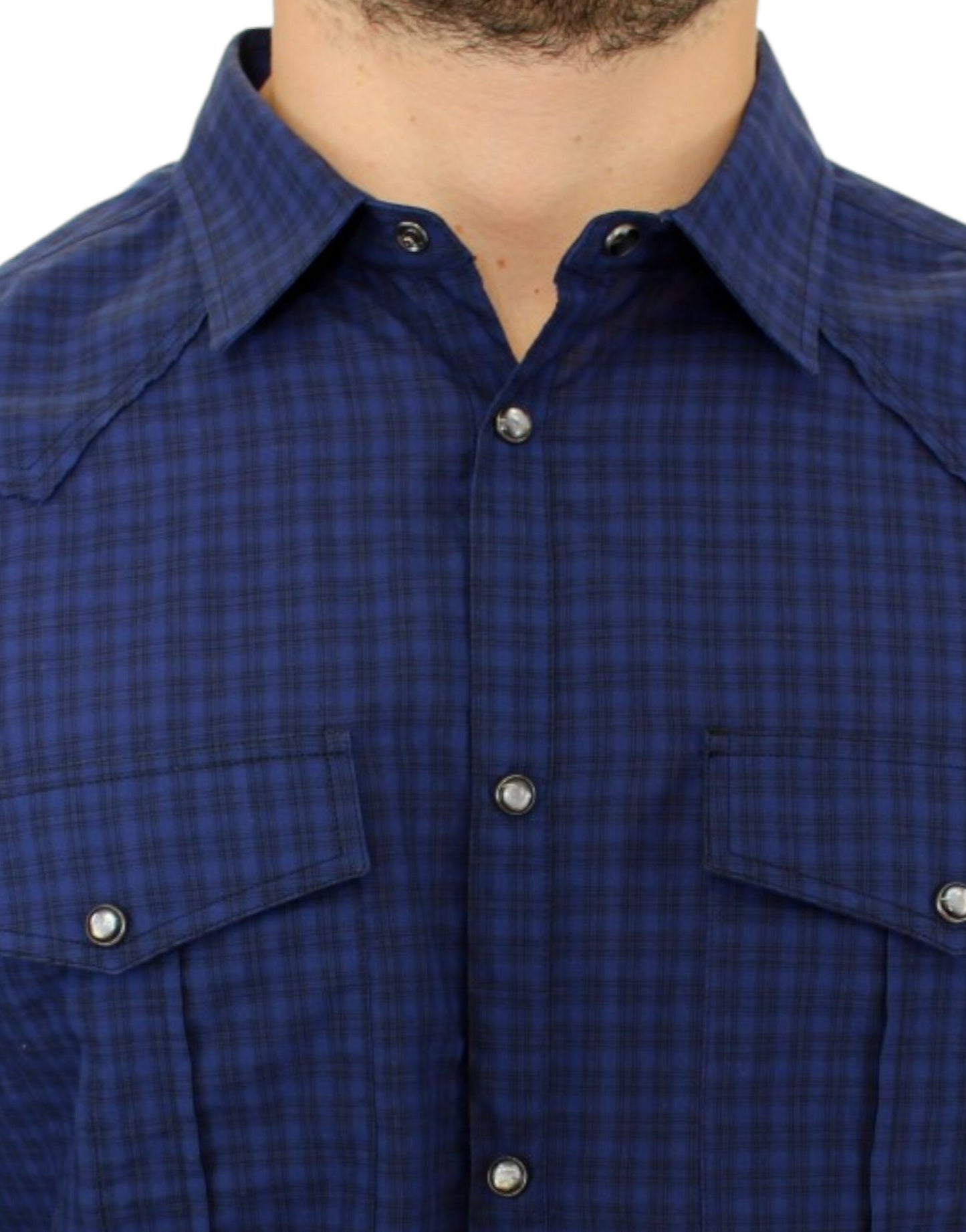 Costume National Chic Blue Checkered Casual Cotton Shirt - IT48 | M