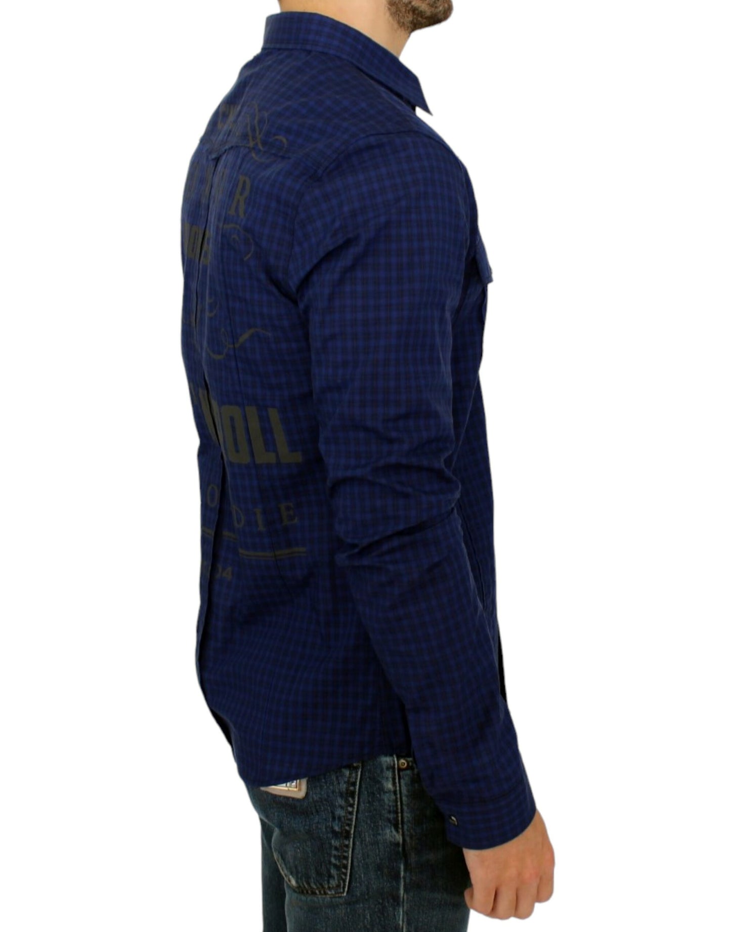 Costume National Chic Blue Checkered Casual Cotton Shirt - IT48 | M