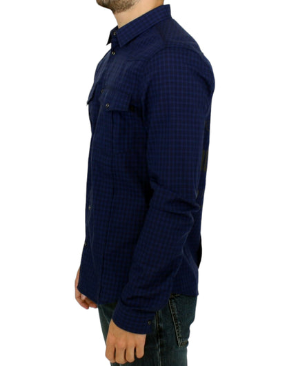 Costume National Chic Blue Checkered Casual Cotton Shirt - IT48 | M