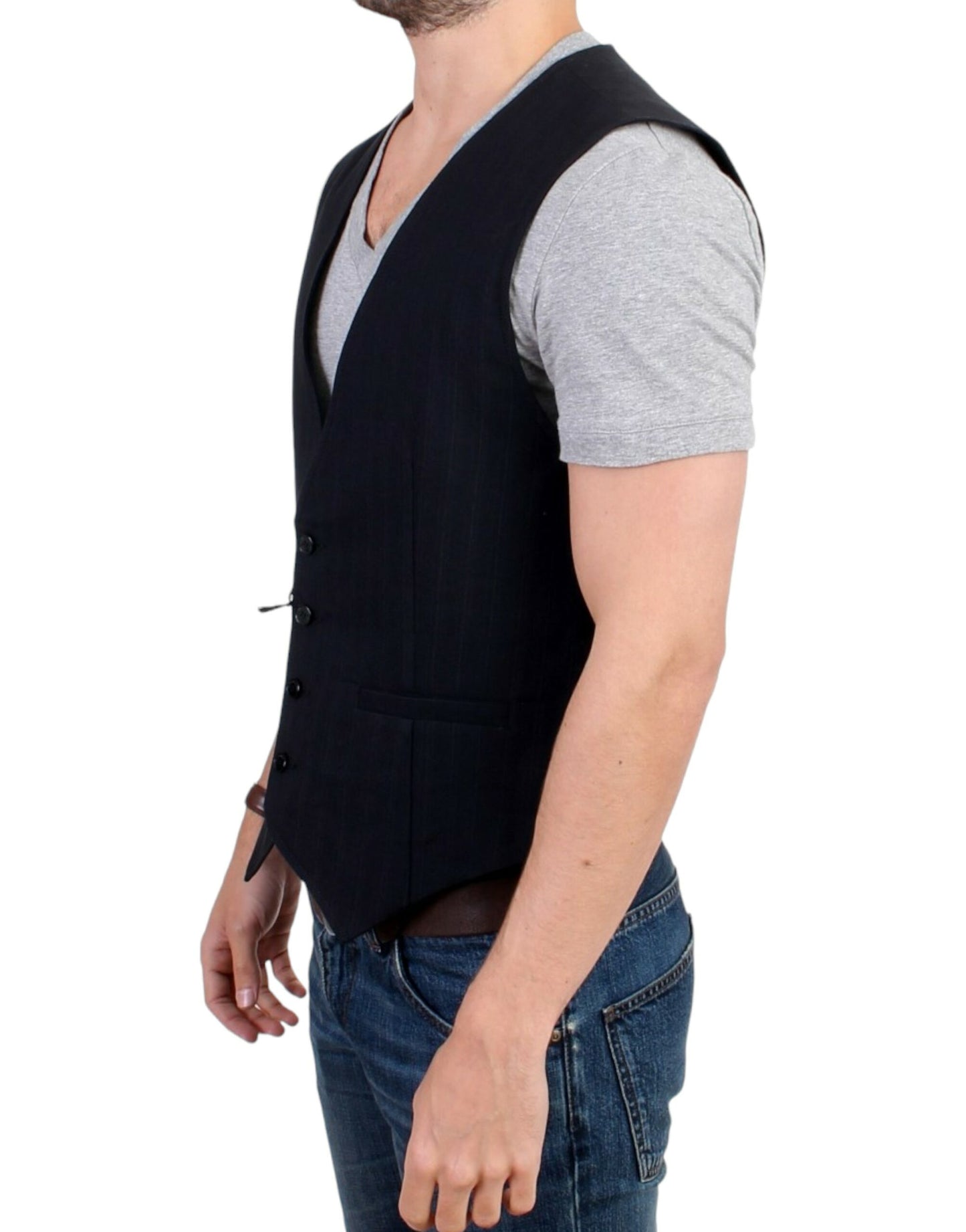 Costume National Elegant Striped Casual Vest - Cotton Blend - IT48 | M