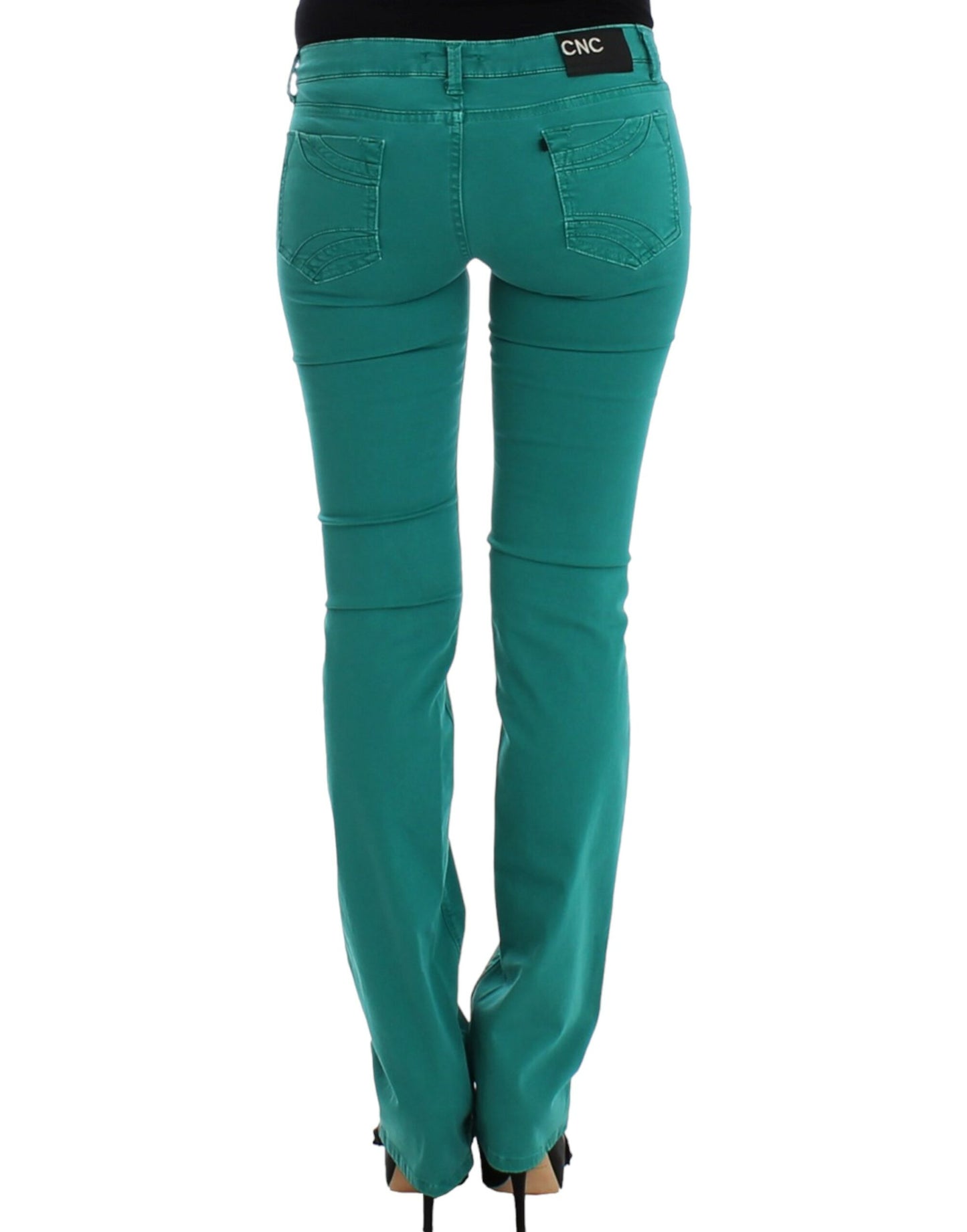 Costume National Chic Green Straight Leg Jeans for Sophisticated Style - W26