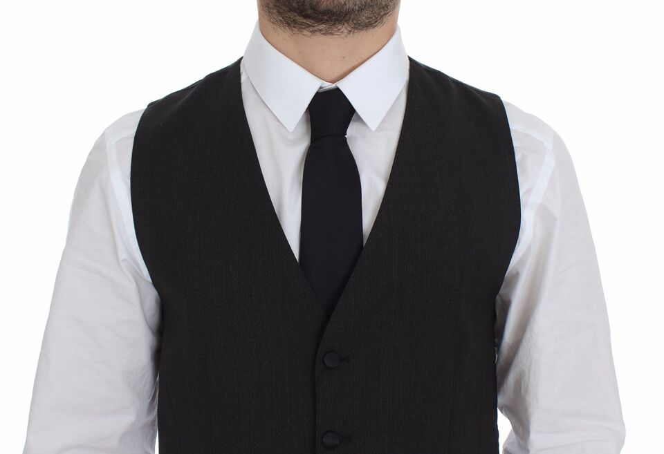 Dolce & Gabbana Elegant Gray Wool Stretch Dress Vest