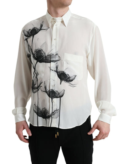 Dolce & Gabbana Elegant Floral Silk Dress Shirt - IT40 | M