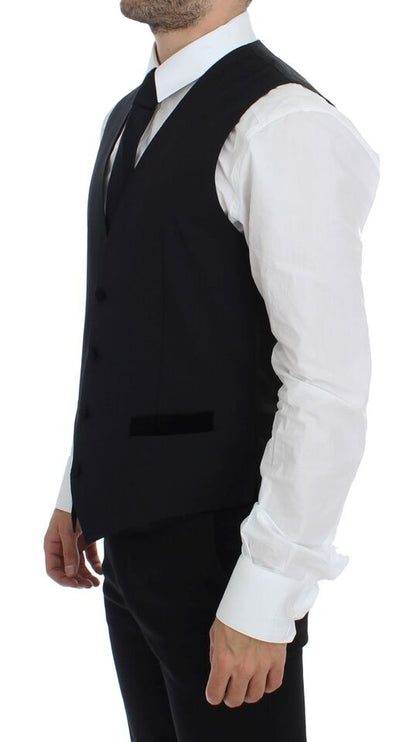 Dolce & Gabbana Elegant Black Wool Formal Dress Vest