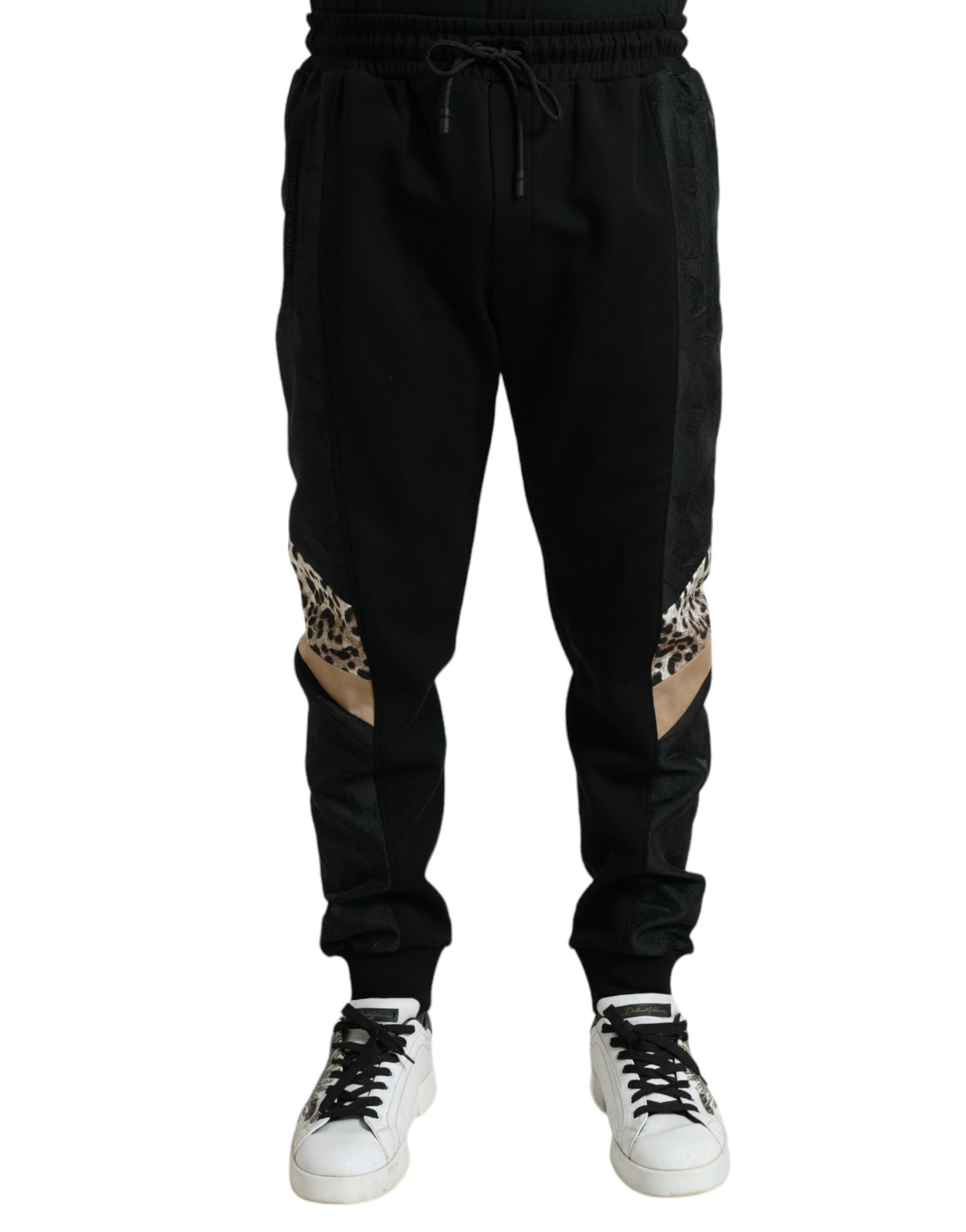 Dolce & Gabbana Elegant Black Leopard Jogger Pants - IT54 | XL