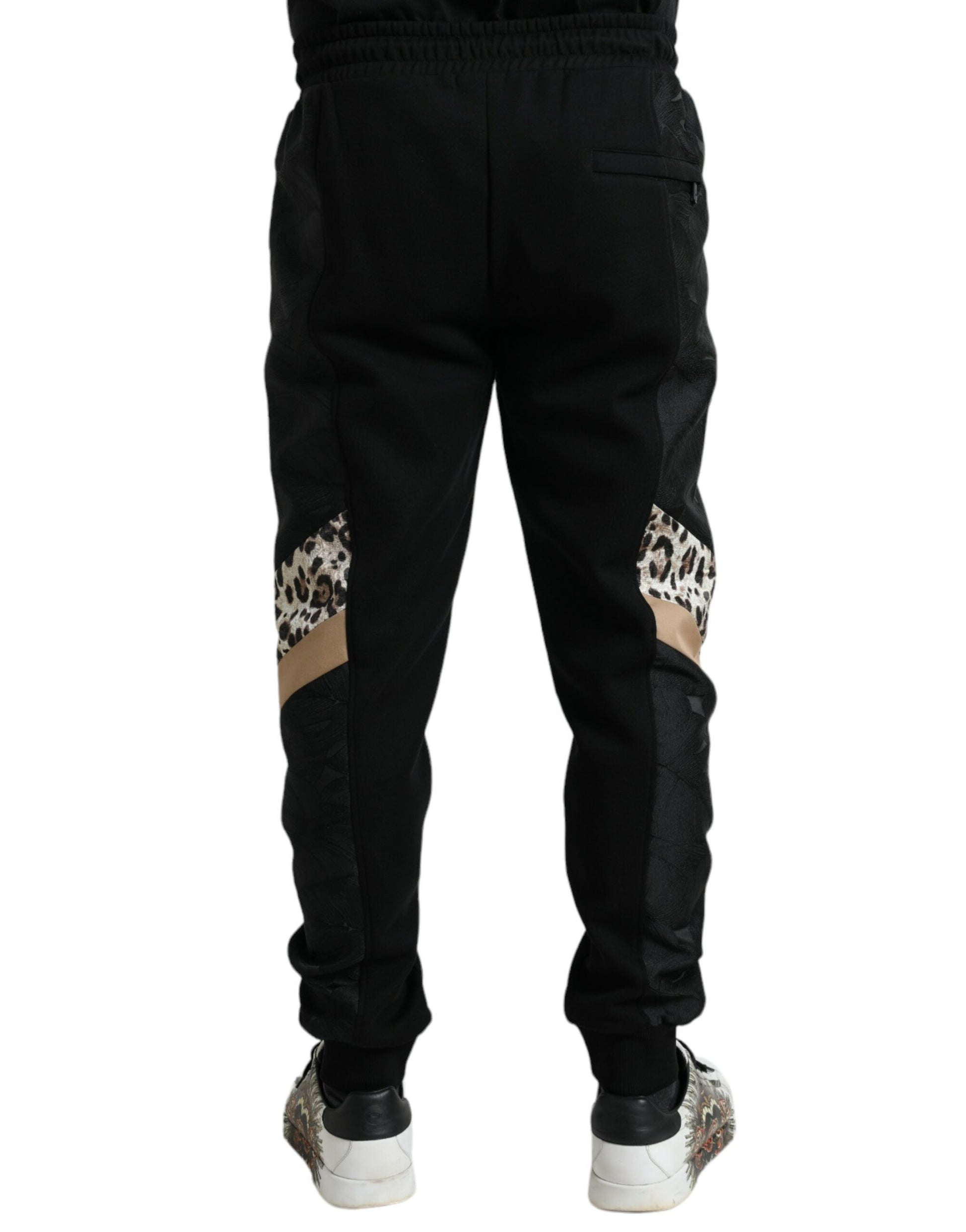 Dolce & Gabbana Elegant Black Leopard Jogger Pants - IT54 | XL