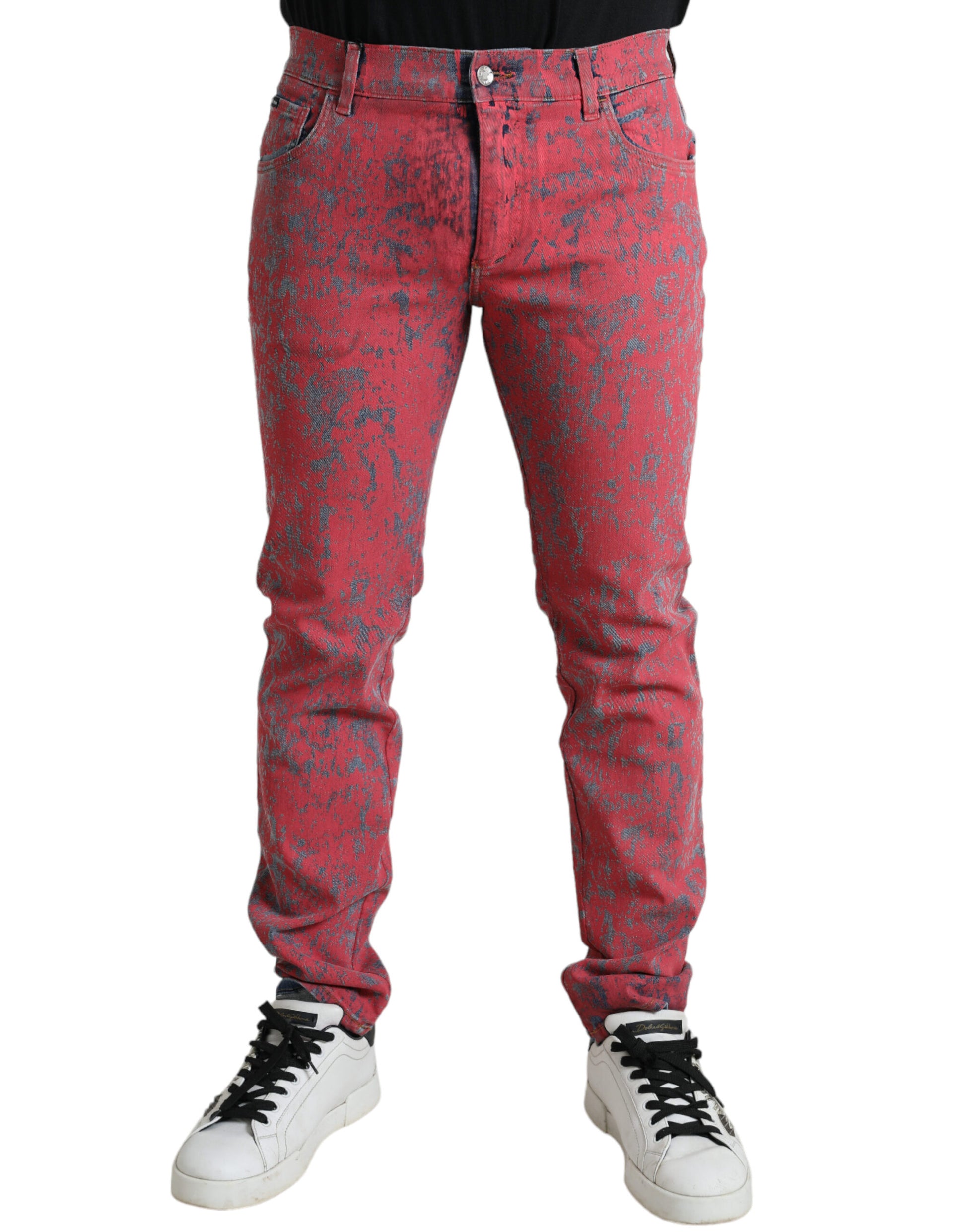 Dolce & Gabbana Red Tie Dye Skinny Denim Jeans - IT48 | M