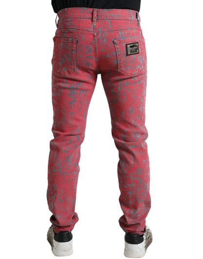 Dolce & Gabbana Red Tie Dye Skinny Denim Jeans - IT48 | M