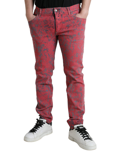 Dolce & Gabbana Red Tie Dye Skinny Denim Jeans - IT48 | M