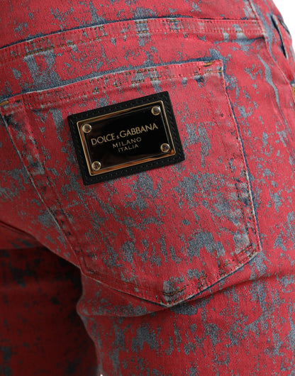 Dolce & Gabbana Red Tie Dye Skinny Denim Jeans - IT48 | M