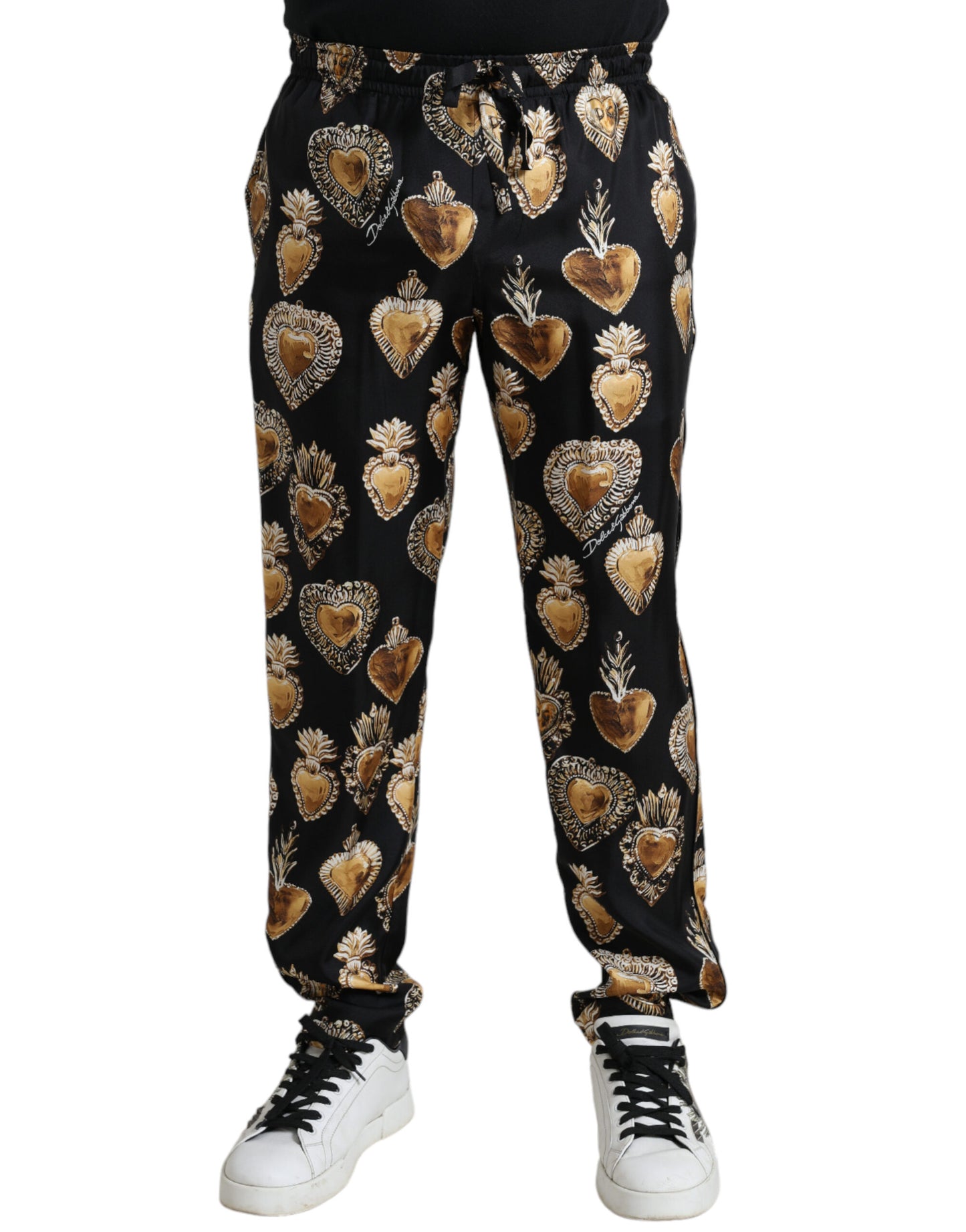 Dolce & Gabbana Chic Heart Print Silk Pajama Pants - IT48 | M