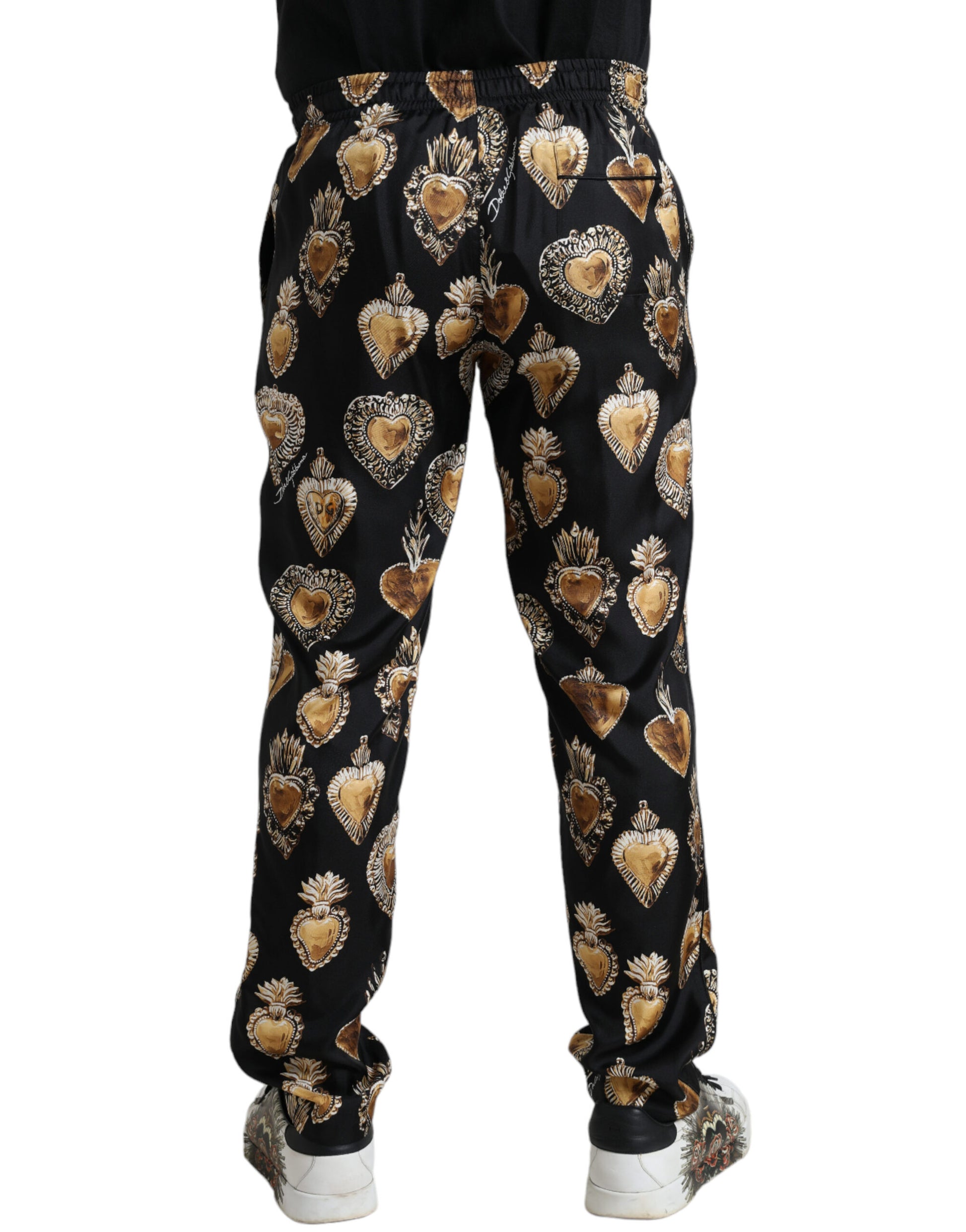 Dolce & Gabbana Chic Heart Print Silk Pajama Pants - IT48 | M