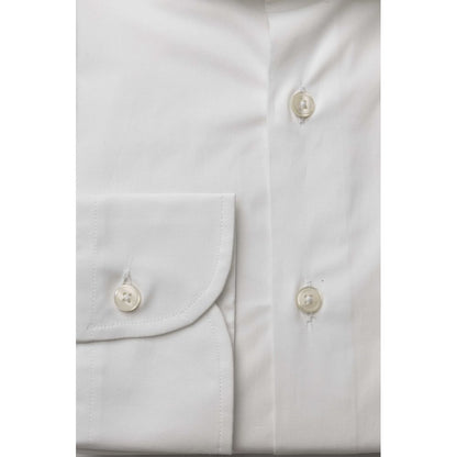 Bagutta White Cotton Men Shirt Slim Fit With French Collar