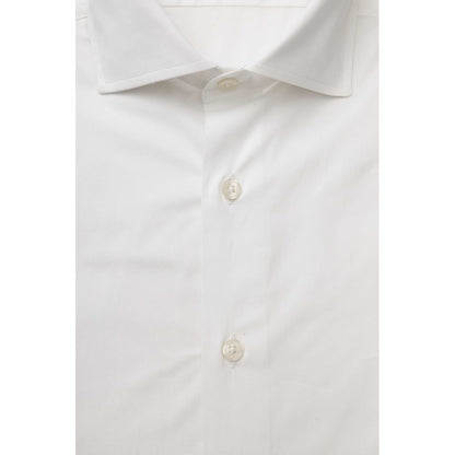 Bagutta White Cotton Men Shirt Slim Fit With French Collar