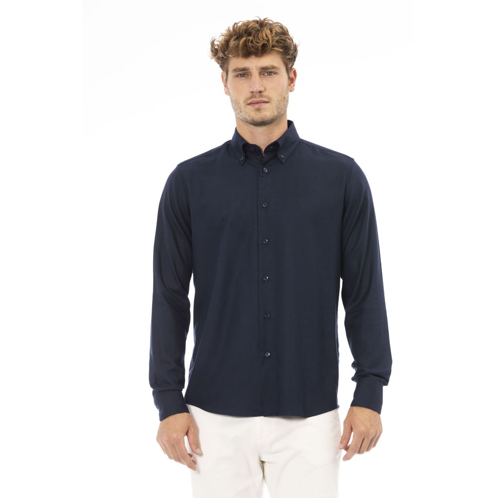 Baldinini Trend Blue Cotton Men Shirt - XXL