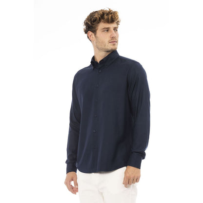 Baldinini Trend Blue Cotton Men Shirt - XXL