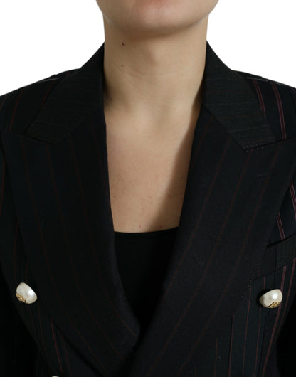 Dolce & Gabbana Elegant Striped Double Breasted Wool Blazer - IT40|S