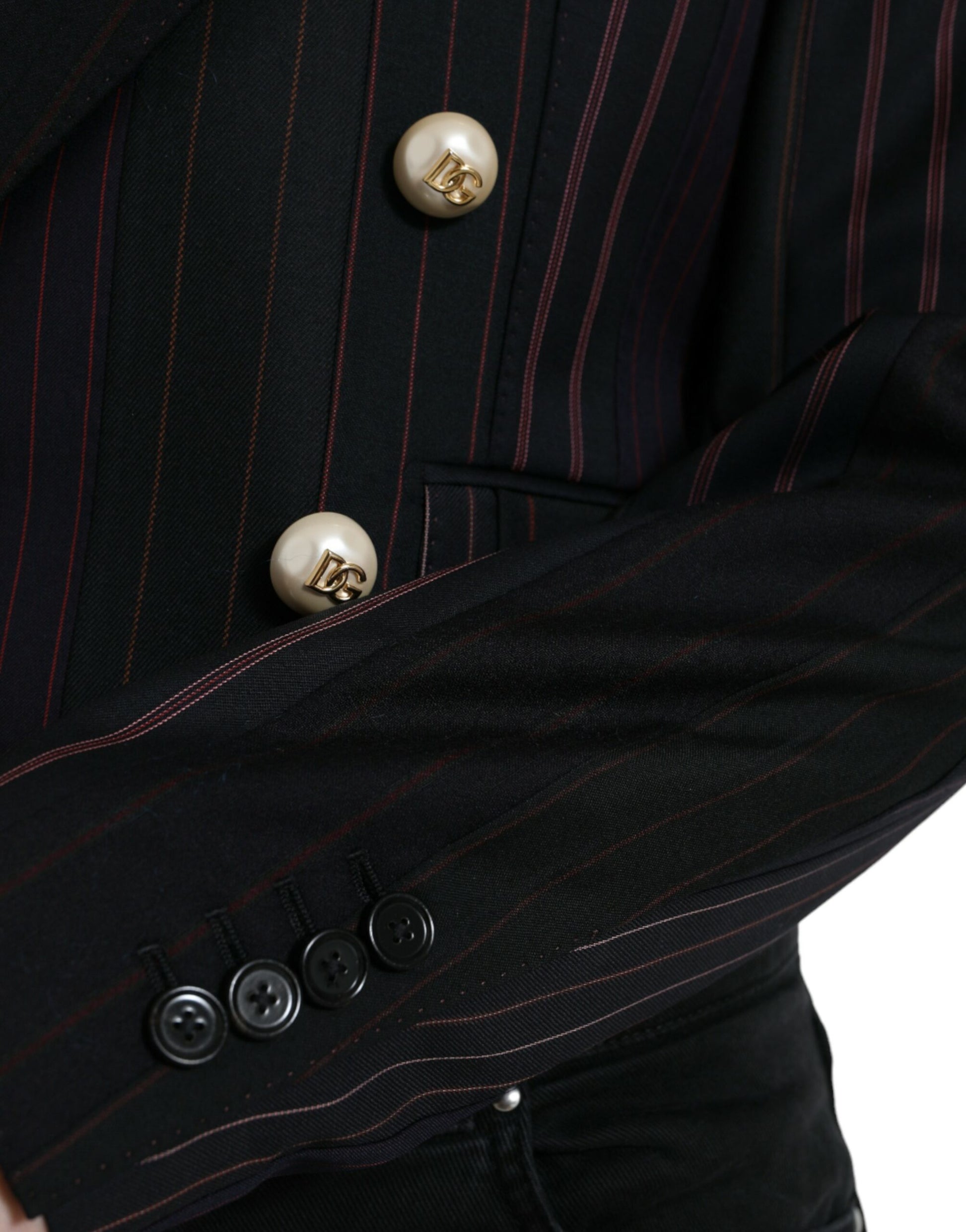 Dolce & Gabbana Elegant Striped Double Breasted Wool Blazer - IT40|S