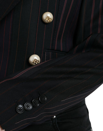 Dolce & Gabbana Elegant Striped Double Breasted Wool Blazer - IT40|S