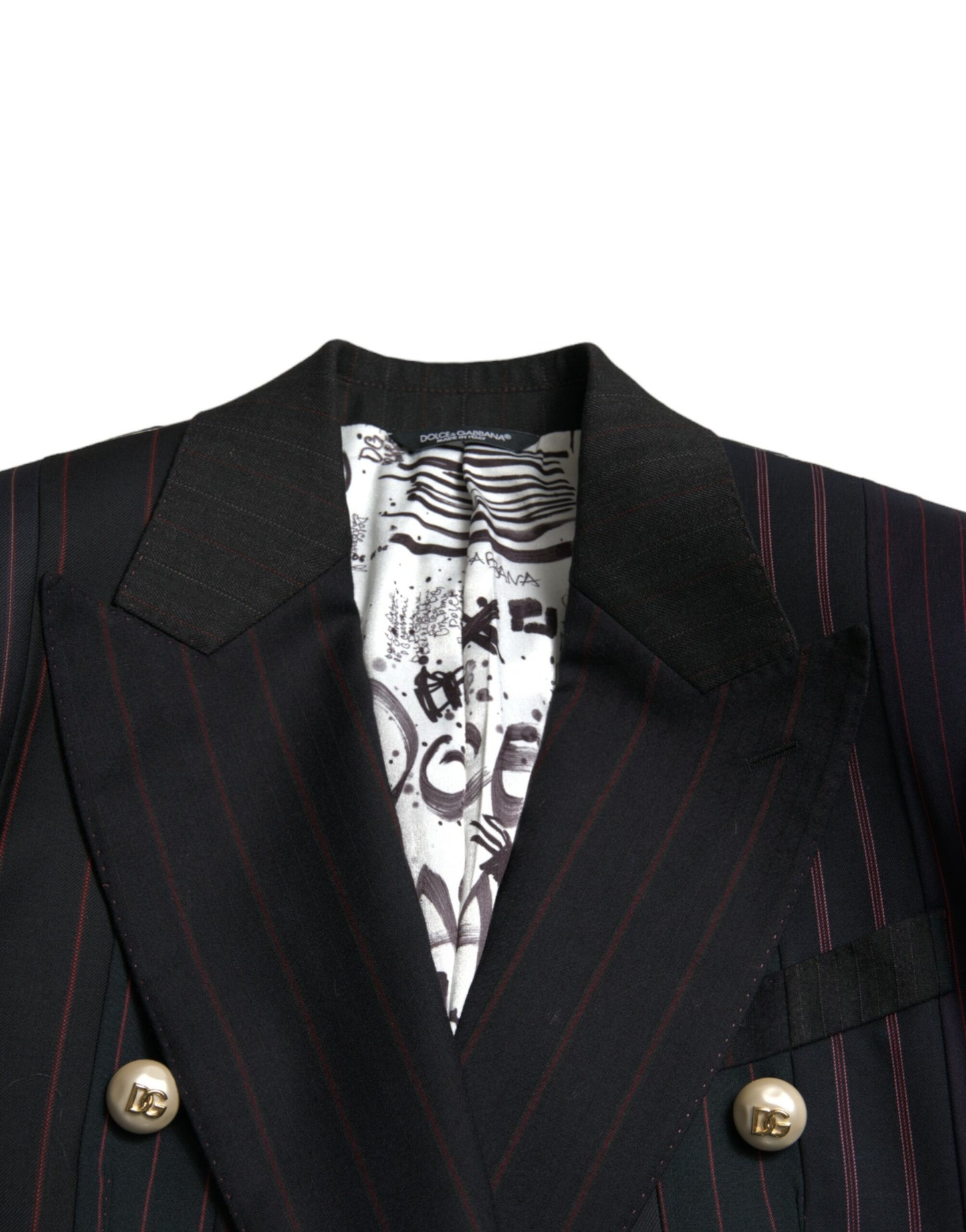 Dolce & Gabbana Elegant Striped Double Breasted Wool Blazer - IT40|S