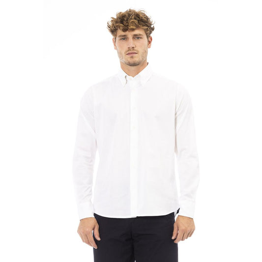 Baldinini Trend White Cotton Men Shirt - L