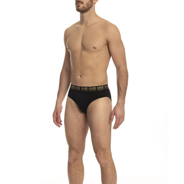 Cavalli Class Black Cotton Men Brief Pair