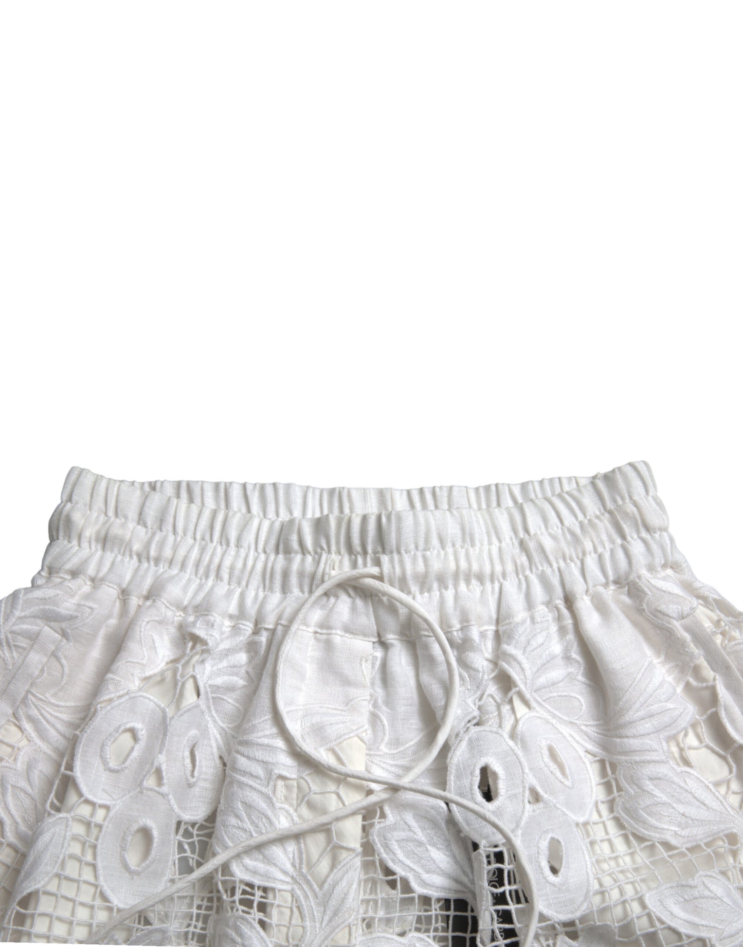 Dolce & Gabbana Chic High-Waisted Lace Shorts in Pure White - IT40|S