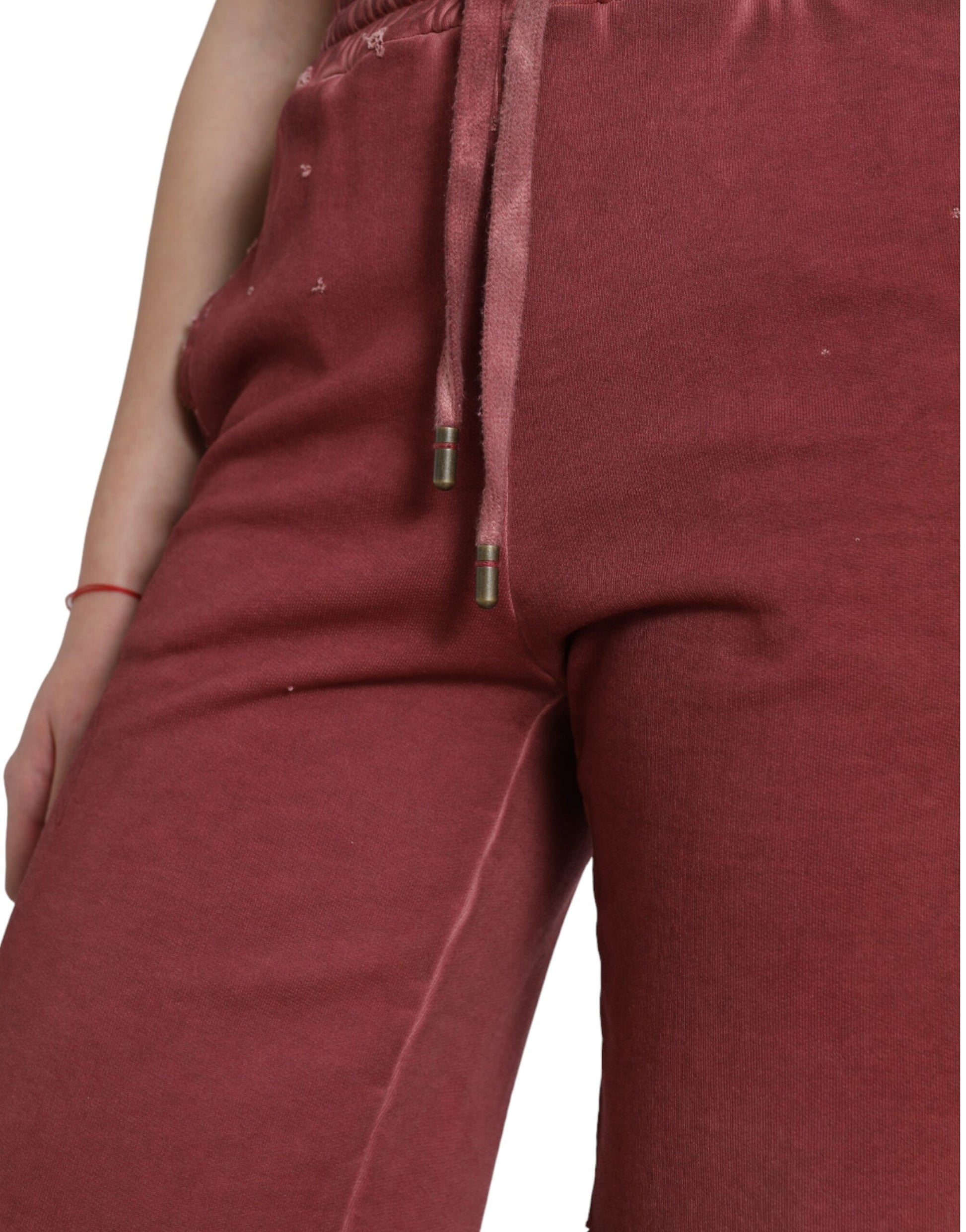 Dolce & Gabbana Chic Maroon High-Waist Designer Sweatshorts - IT40|S