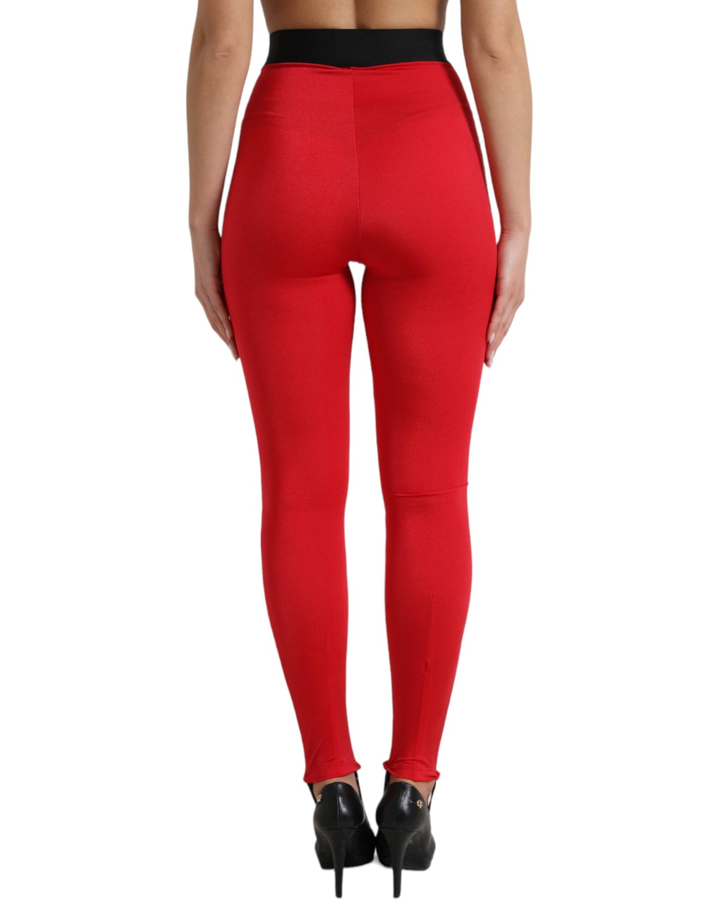 Dolce & Gabbana Elegant High Waist Red Leggings - IT40|S