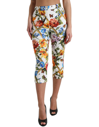 Dolce & Gabbana Floral High Waist Cropped Fashion Pants - IT40|S